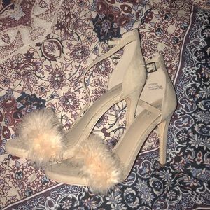 Nude Fluffy Heels
